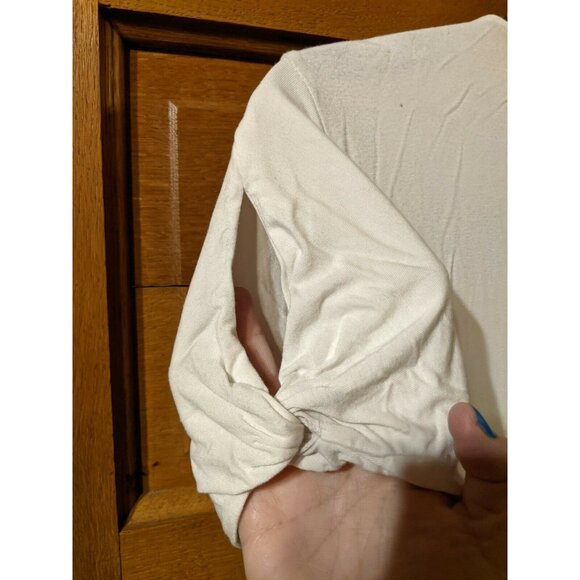 CHAPS White V-Neck Key Hole Sleeves Casual Top Size XL Pull Over - Picture 3 of 4